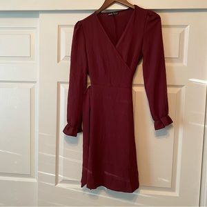 Shein Long Sleeve Maroon Dress